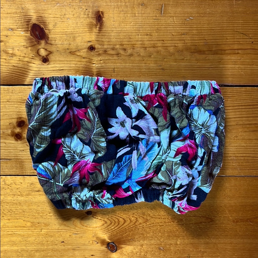 Topshop Multicolor Tropical Floral Bandeau Tube Top
